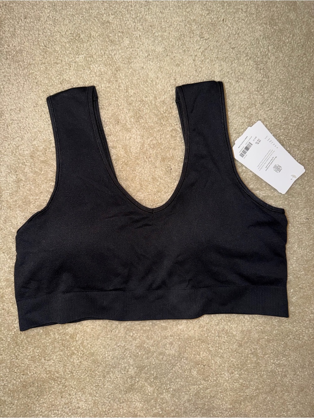 Athleta Black Scoop V-Neck Seamless Sports Bra